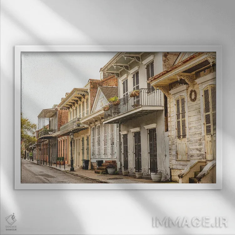 تابلو نور صبحگاهی محله فرانسوی نیواورلئان اثر آن هادک - نمای قابدار سفید