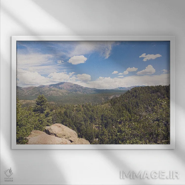 تابلو منظرهٔ کوهستانی نیومکزیکو اثر آن هادک - نمای قابدار سفید