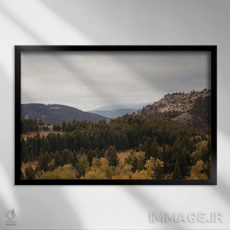 تابلو پاییز در کوههای بریجر مونتانا اثر آن هادک - نمای قابدار مشکی