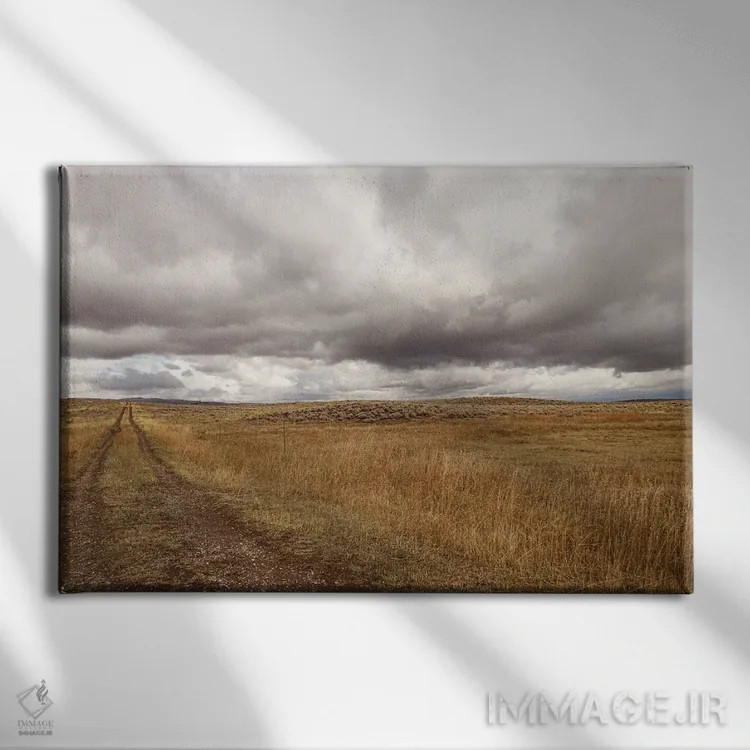 تابلو ابرهای طوفانی بر فراز دشت مونتانا اثر آن هادک - نمای روبهرو روی دیوار