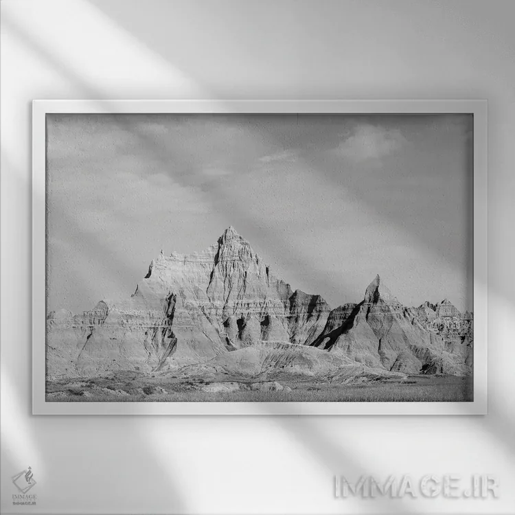 تابلو تشکلهای بدلندز ۲ در پارک ملی بدلندز داکوتای جنوبی اثر آن هادک - نمای قابدار سفید