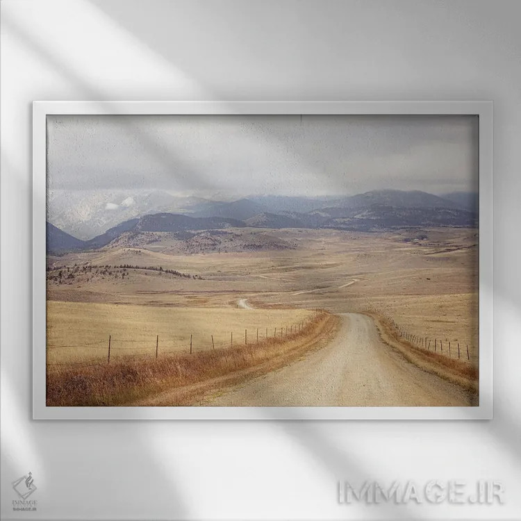 تابلو در جادههای مونتانا اثر آن هادک - نمای قابدار سفید