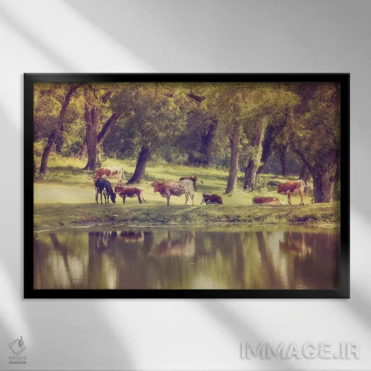 تابلو بعدازظهر تپهزار اثر آن هادک - نمای قابدار مشکی