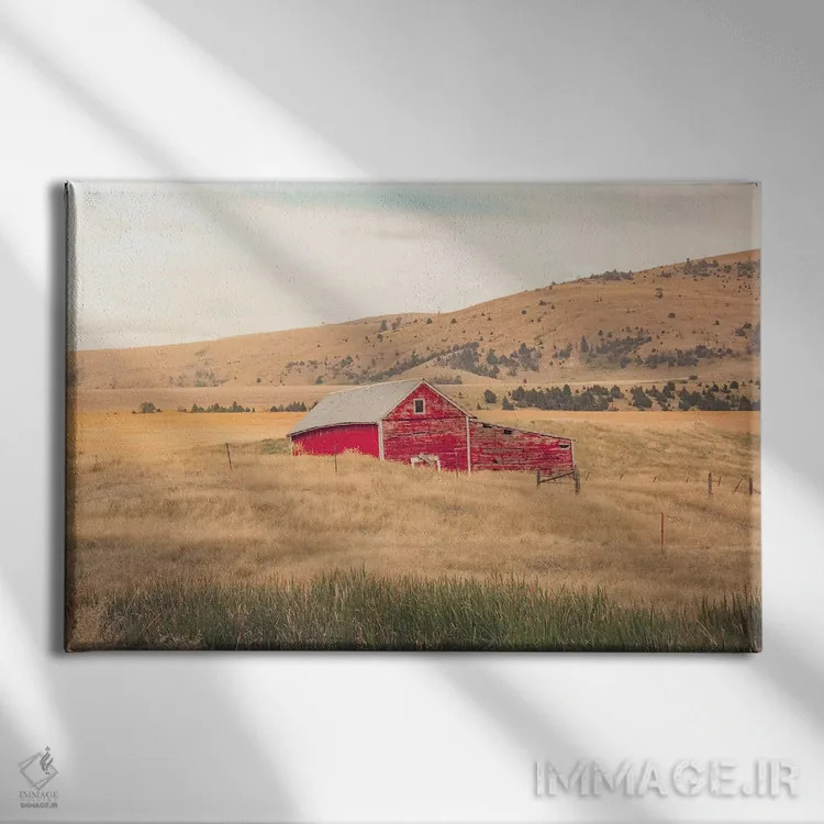 تابلو انبار قرمز مونتانا اثر آن هادک - نمای روبهرو روی دیوار