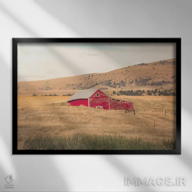 تابلو انبار قرمز مونتانا اثر آن هادک - نمای قابدار مشکی