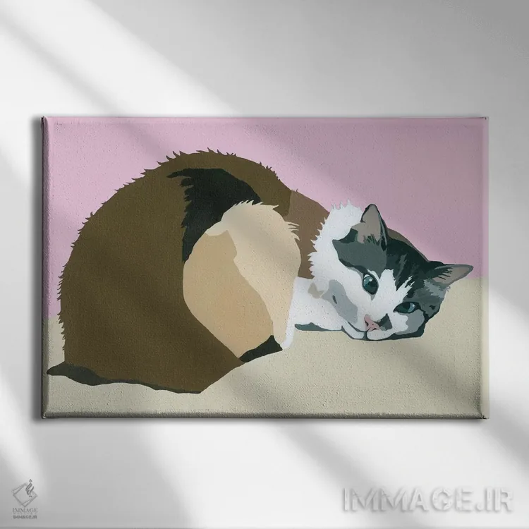 تابلو کلبرت روی زمینه صورتی اثر جولی احمد - نمای روبهرو روی دیوار