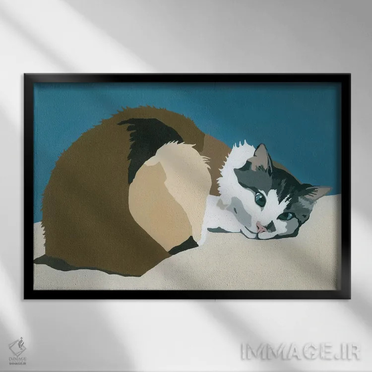 تابلو کلبرت روی سبزآبی اثر جولی احمد - نمای قابدار مشکی