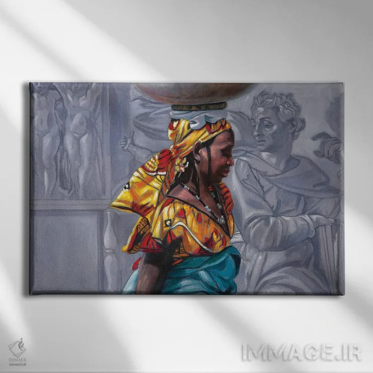 تابلو انتظار فضایی - کانچتو اسپاتسیاله دوم اثر علی حسون - نمای روبهرو روی دیوار