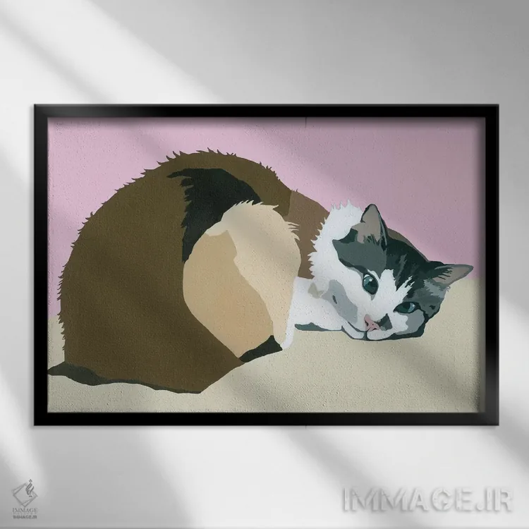 تابلو کلبرت روی زمینه صورتی اثر جولی احمد - نمای قابدار مشکی