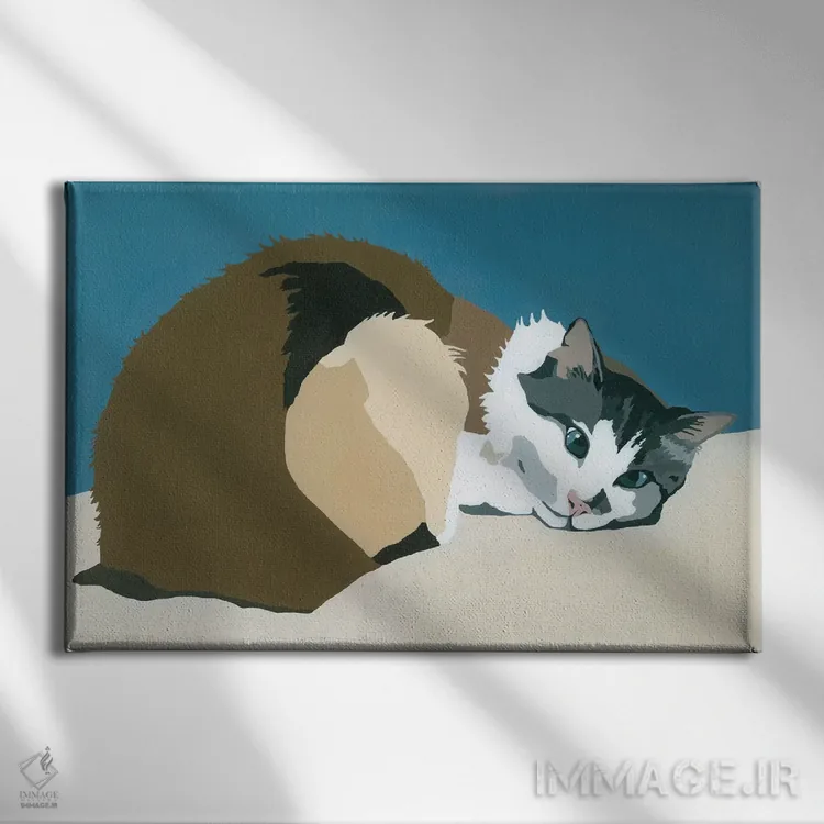 تابلو کلبرت روی سبزآبی اثر جولی احمد - نمای روبهرو روی دیوار