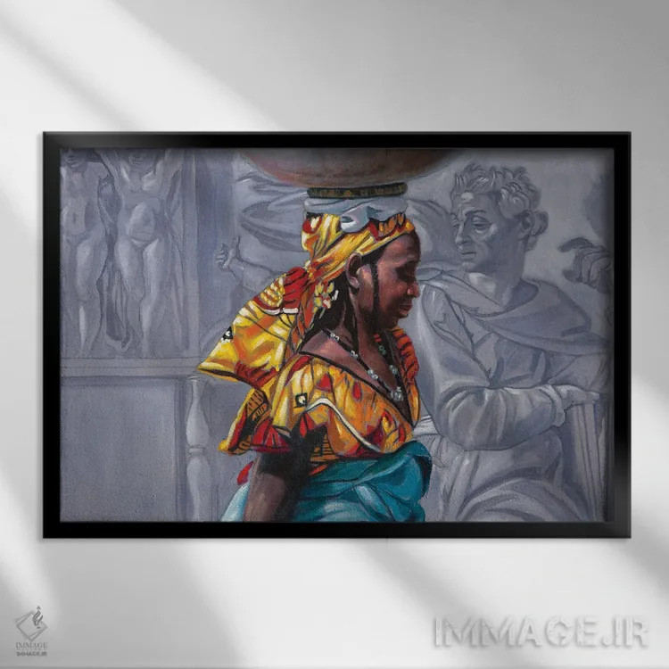 تابلو انتظار فضایی - کانچتو اسپاتسیاله دوم اثر علی حسون - نمای قابدار مشکی