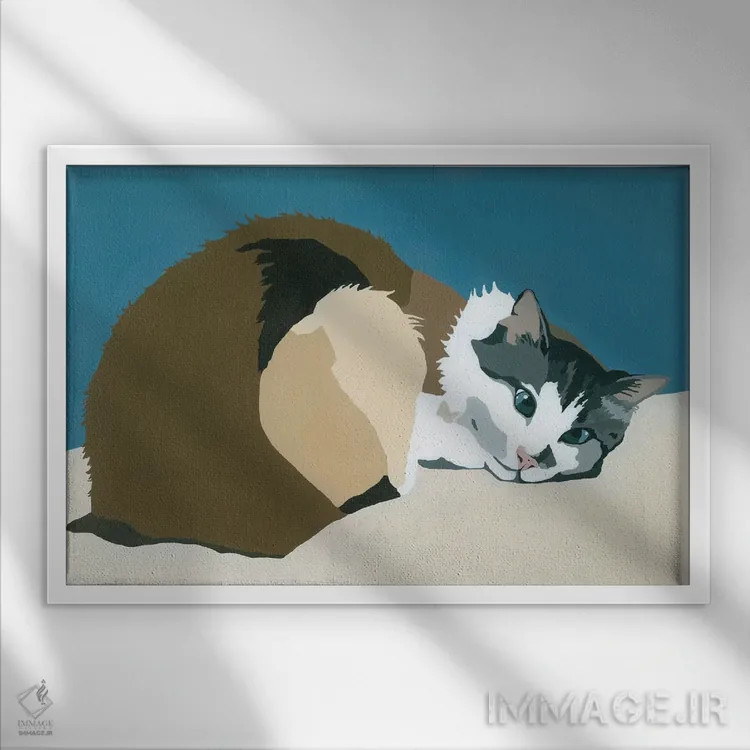 تابلو کلبرت روی سبزآبی اثر جولی احمد - نمای قابدار سفید