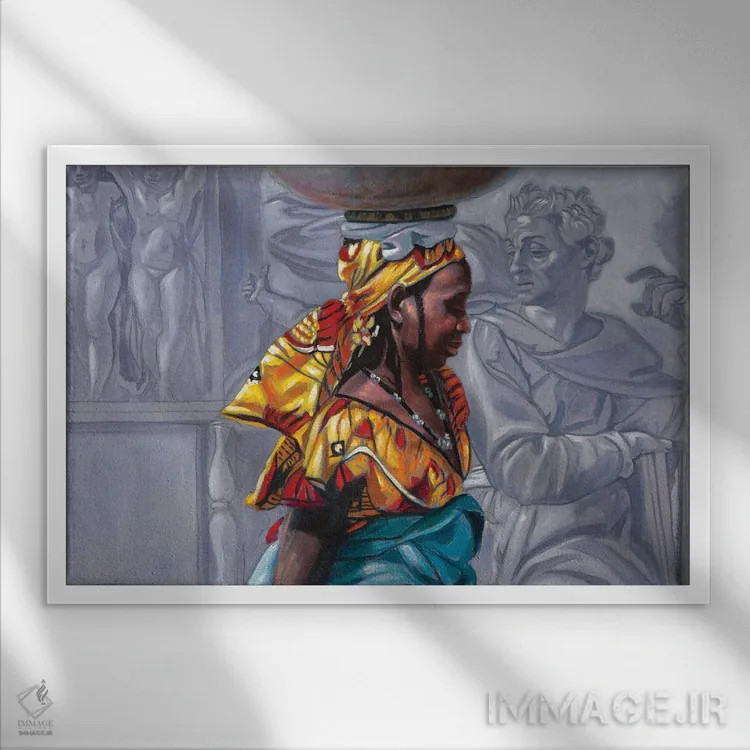 تابلو انتظار فضایی - کانچتو اسپاتسیاله دوم اثر علی حسون - نمای قابدار سفید