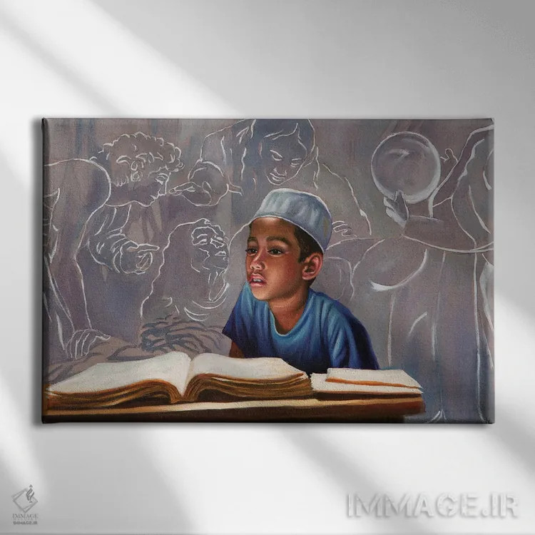 تابلو مدرسه میلان دوم اثر علی حسون - نمای روبهرو روی دیوار