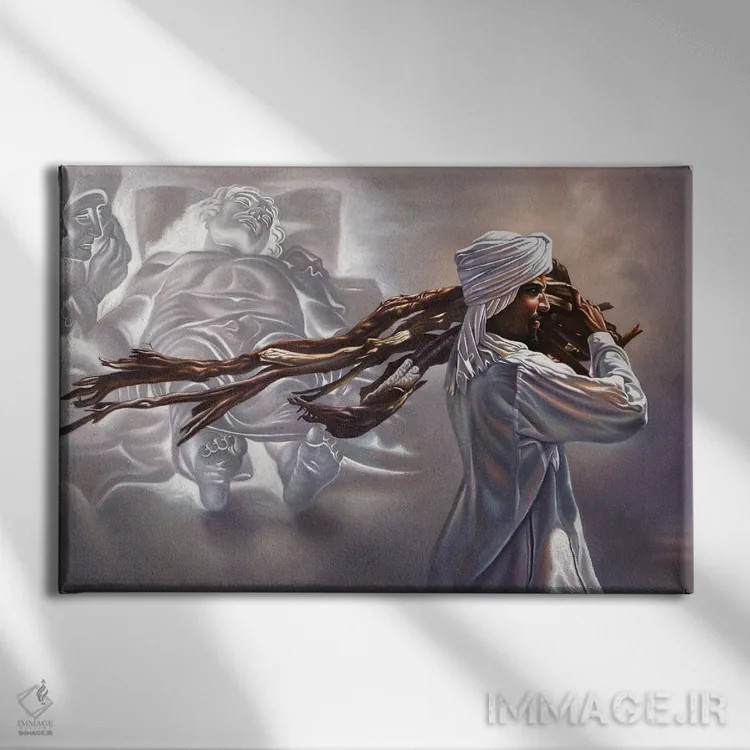 تابلو سوگواری برای مسیح اثر علی حسون - نمای روبهرو روی دیوار