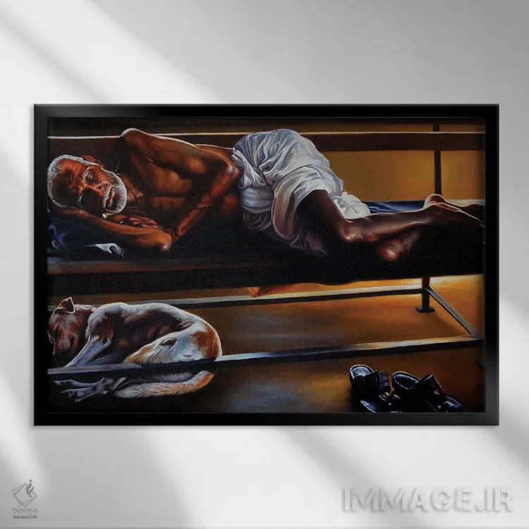 تابلو رهگذر/مسافر اثر علی حسون - نمای قابدار مشکی