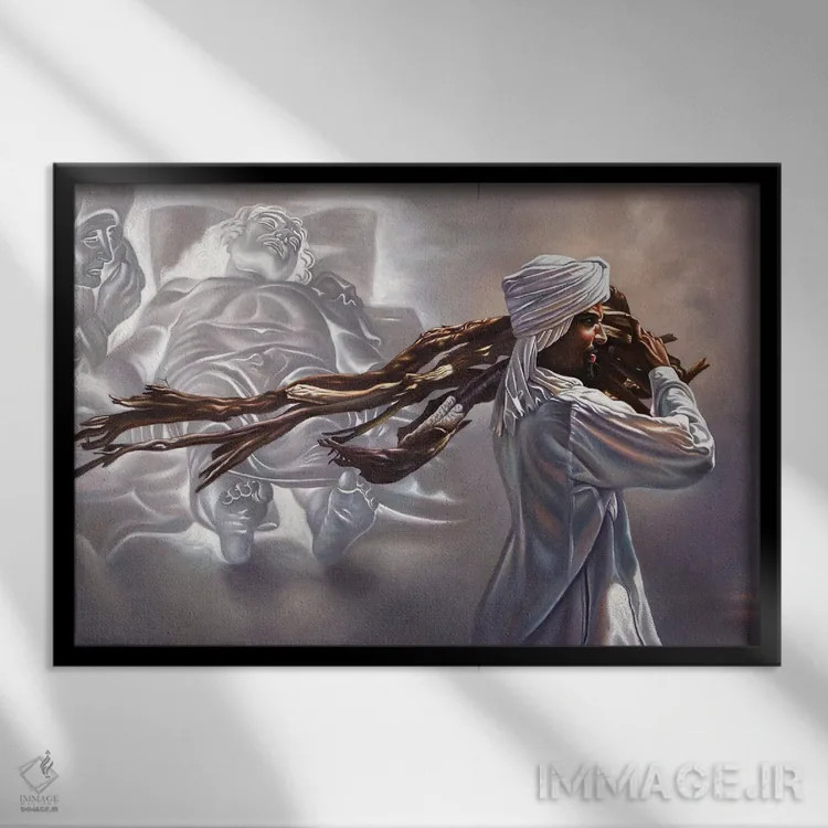 تابلو سوگواری برای مسیح اثر علی حسون - نمای قابدار مشکی