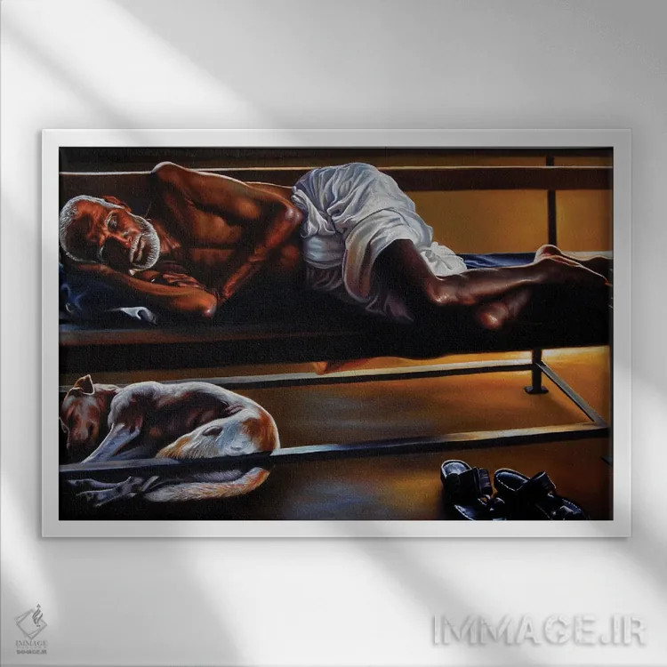 تابلو رهگذر/مسافر اثر علی حسون - نمای قابدار سفید