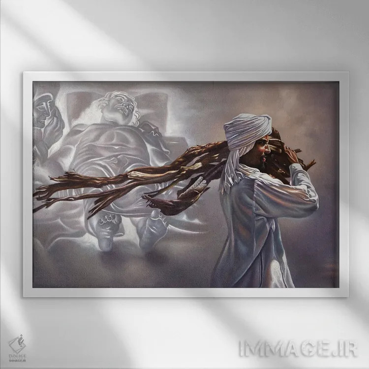 تابلو سوگواری برای مسیح اثر علی حسون - نمای قابدار سفید