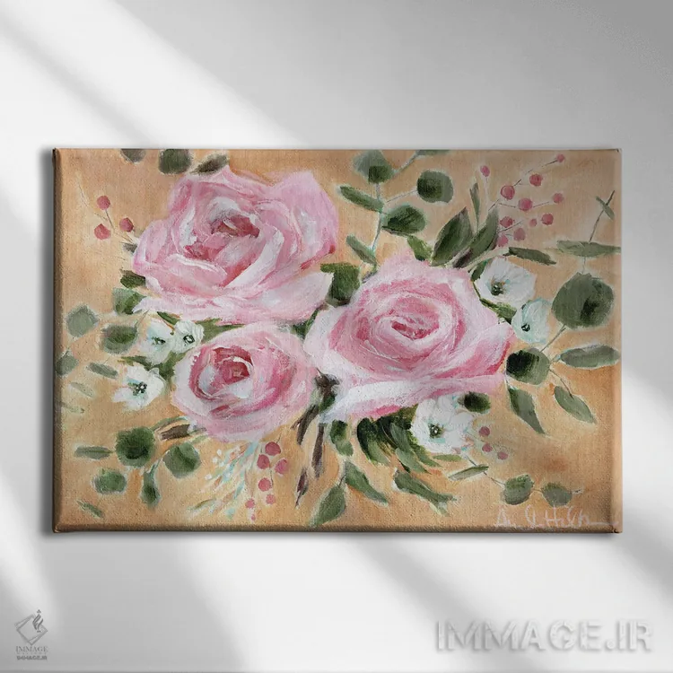 تابلو آفتاب و گل رز اثر آماندا هیلبرن - نمای روبهرو روی دیوار