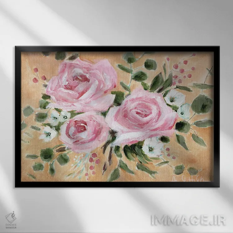 تابلو آفتاب و گل رز اثر آماندا هیلبرن - نمای قابدار مشکی