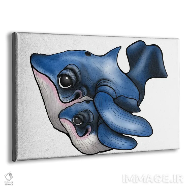 تابلو نهنگ آبی و تولهاش اثر آن هاچینسون - نمای پرسپکتیو محصول