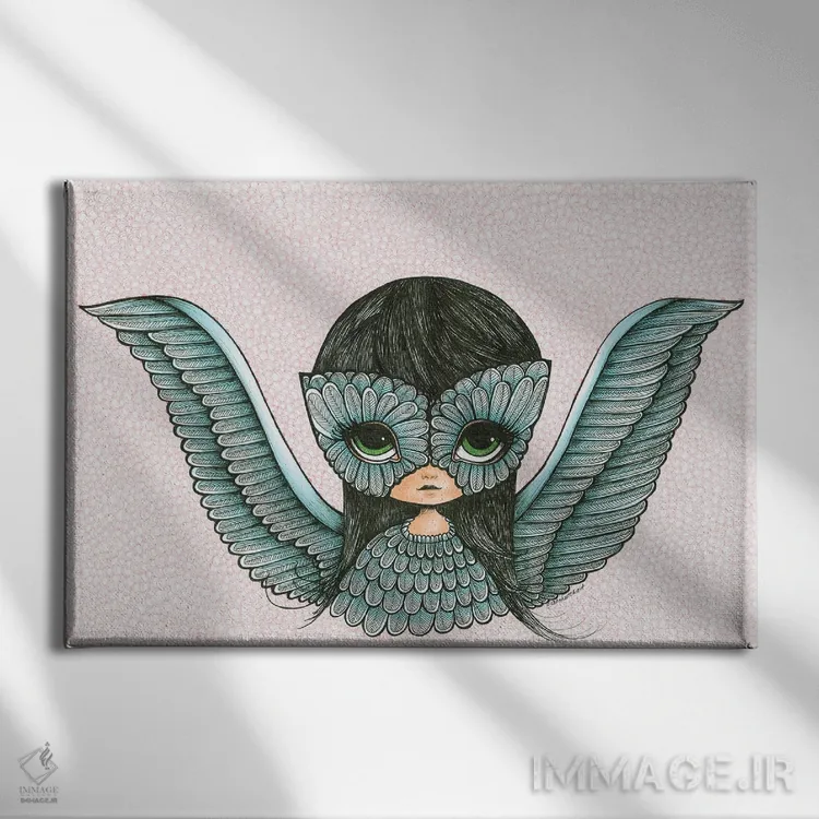 تابلو دختر پرندهای اثر آن هاچینسون - نمای روبهرو روی دیوار