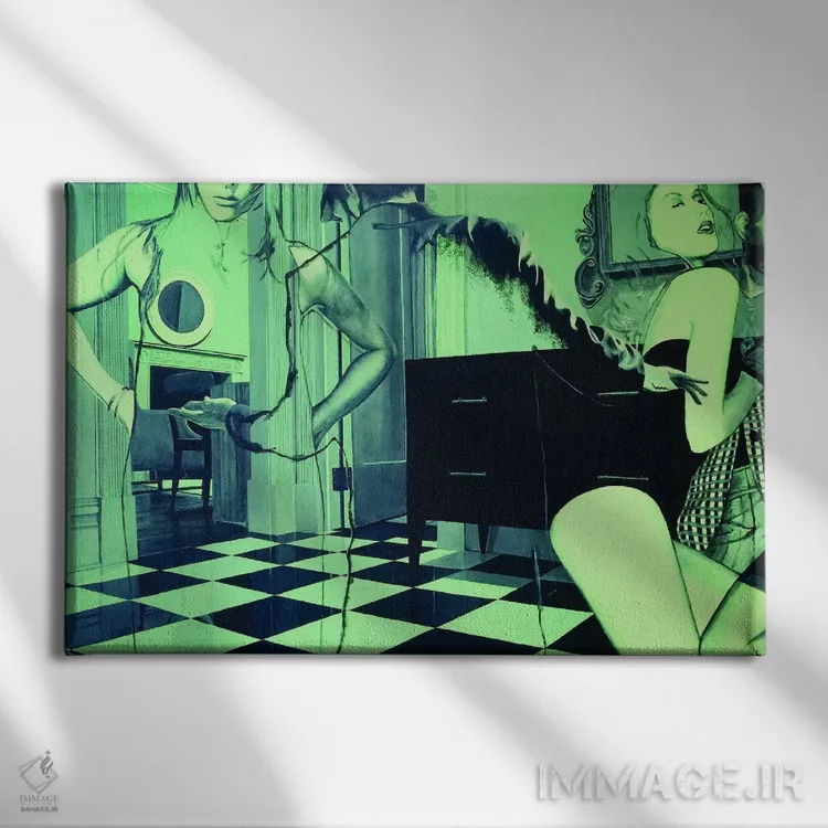 تابلو پیش از اینکه زیادی خورده باشی (مفهومی) اثر الک هاکسلی - نمای روبهرو روی دیوار