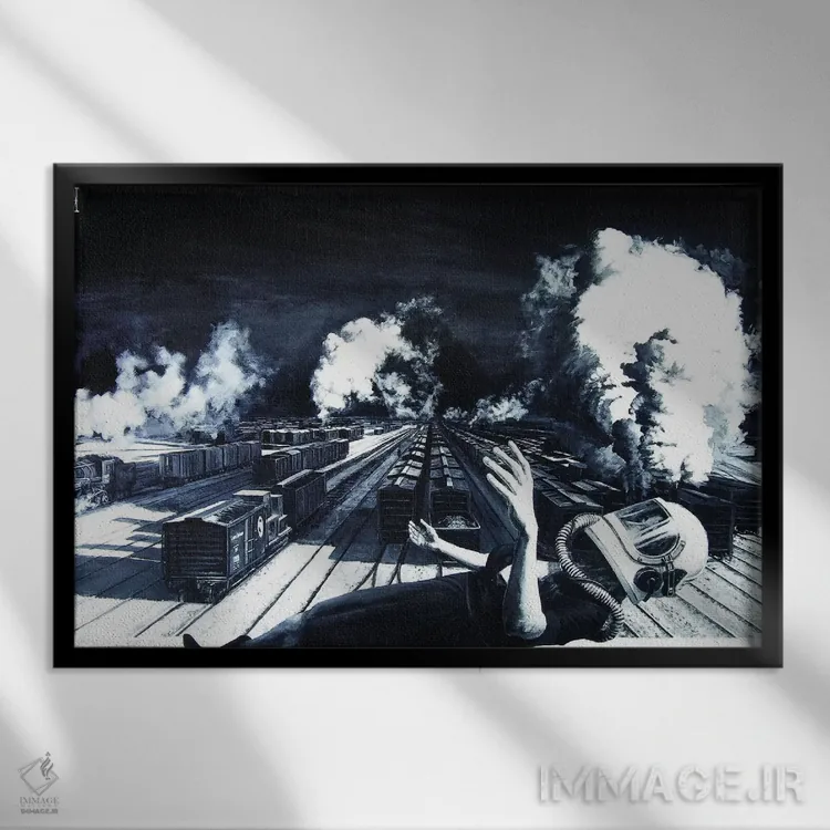 تابلو آیا آنقدر بالا هستیم که این مسیرها را پشت سر بگذاریم؟ اثر الک هاکسلی - نمای قابدار مشکی