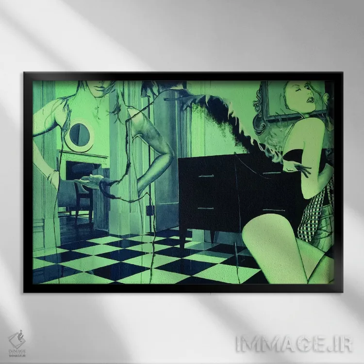 تابلو پیش از اینکه زیادی خورده باشی (مفهومی) اثر الک هاکسلی - نمای قابدار مشکی