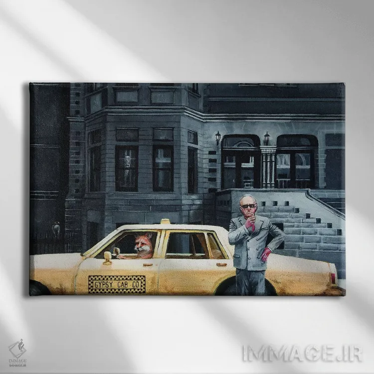 تابلو روباهها در شب اثر الک هاکسلی - نمای روبهرو روی دیوار