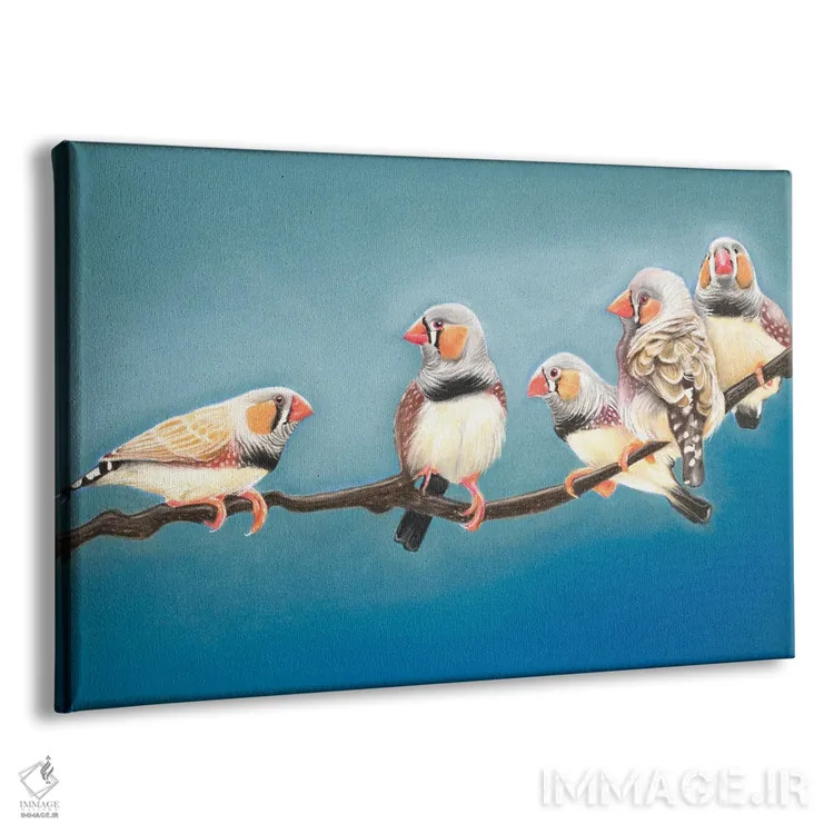 تابلو دیدار فنچهای گورخری (نوعی پرنده) اثر آن هاچینسون - نمای پرسپکتیو محصول