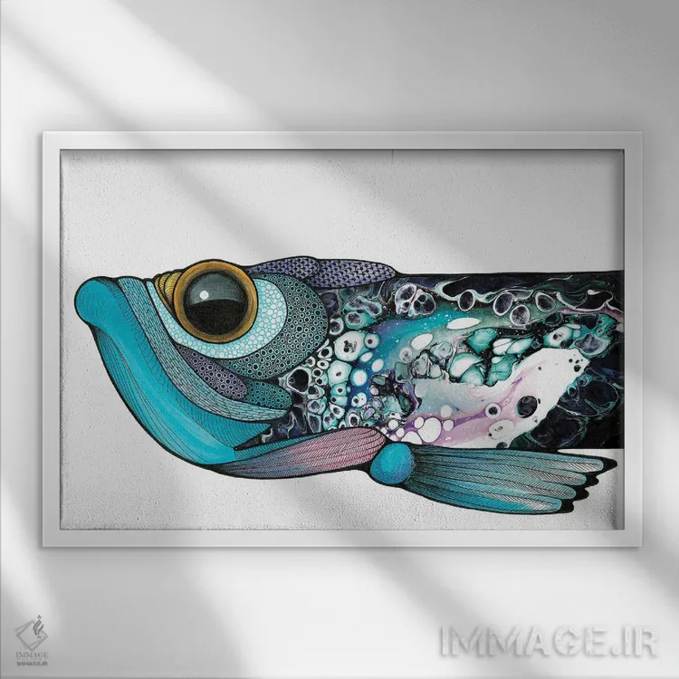 تابلو ماهی چشمدرشت اثر آن هاچینسون - نمای قابدار سفید