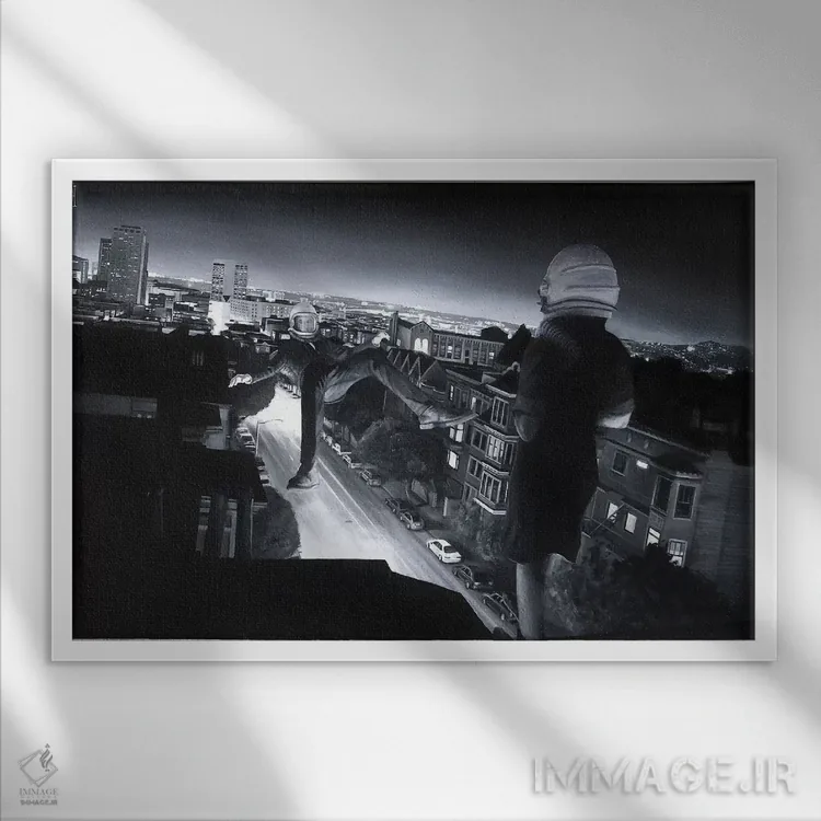 تابلو هیچوقت نمیفهمی کی باید ساکت بشوی اثر الک هاکسلی - نمای قابدار سفید