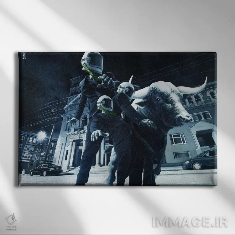 تابلو سقوط انسان (مفهومی یا علمی) اثر الک هاکسلی - نمای روبهرو روی دیوار