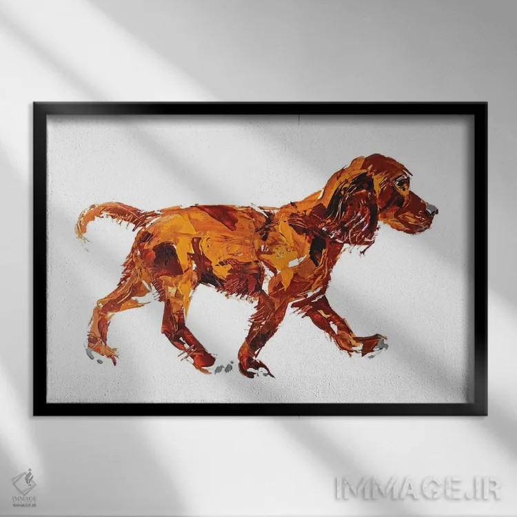 تابلو اسپانیل (سگ شکاری) اثر آنا چر - نمای قابدار مشکی