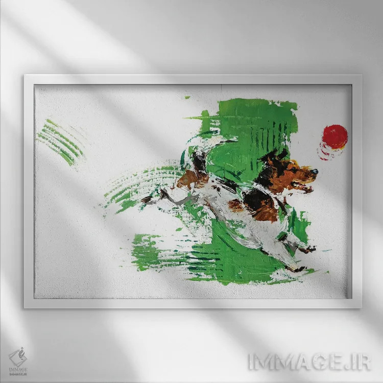 تابلو توپ قرمز اثر آنا چر - نمای قابدار سفید