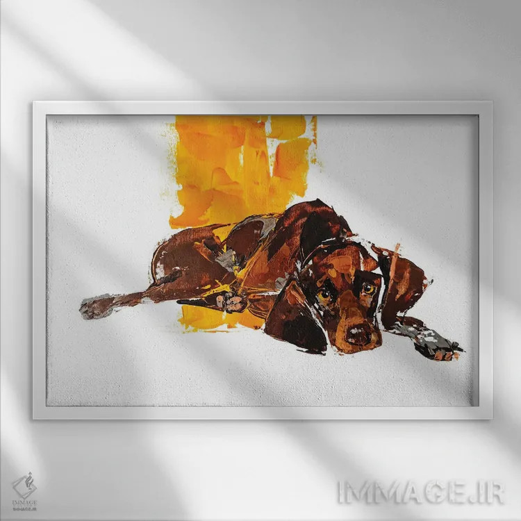 تابلو پوینتر ۲ (نژاد سگ شکاری) اثر آنا چر - نمای قابدار سفید