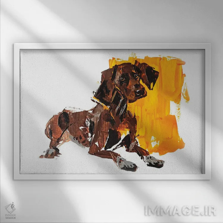 تابلو پوینتر ۱ (نژاد سگ شکاری) اثر آنا چر - نمای قابدار سفید