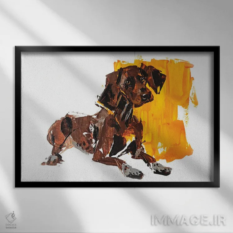 تابلو پوینتر ۱ (نژاد سگ شکاری) اثر آنا چر - نمای قابدار مشکی