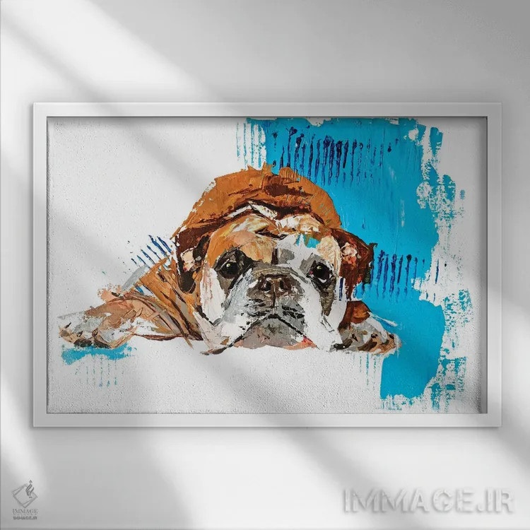 تابلو بولداگ انگلیسی اثر آنا چر - نمای قابدار سفید