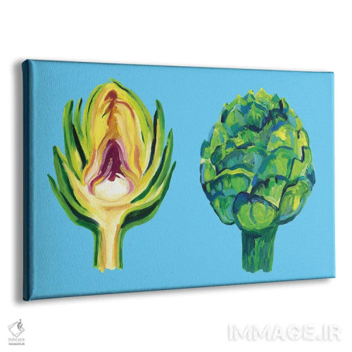 تابلو کنگر فرنگی روی زمینهٔ آبی اثر آلیس استراکر - نمای پرسپکتیو محصول