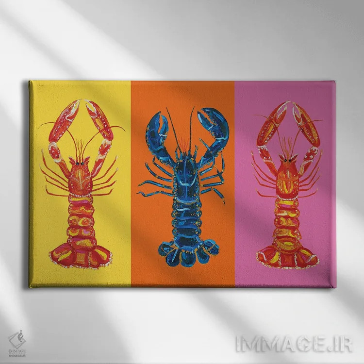 تابلو عشق خرچنگ و لنگوستین اثر آلیس استراکر - نمای روبهرو روی دیوار