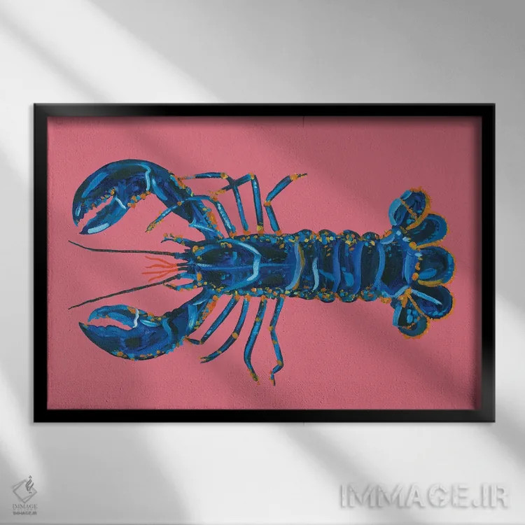 تابلو خرچنگ روی صورتی اثر آلیس استراکر - نمای قابدار مشکی