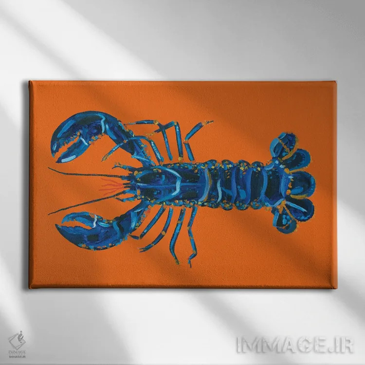 تابلو خرچنگ روی نارنجی اثر آلیس استراکر - نمای روبهرو روی دیوار