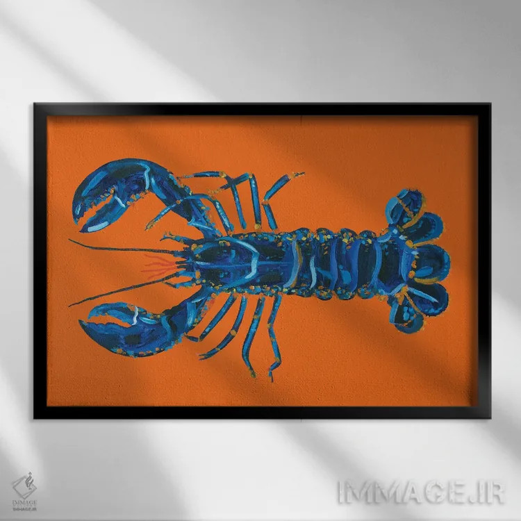 تابلو خرچنگ روی نارنجی اثر آلیس استراکر - نمای قابدار مشکی