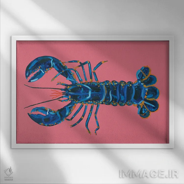 تابلو خرچنگ روی صورتی اثر آلیس استراکر - نمای قابدار سفید