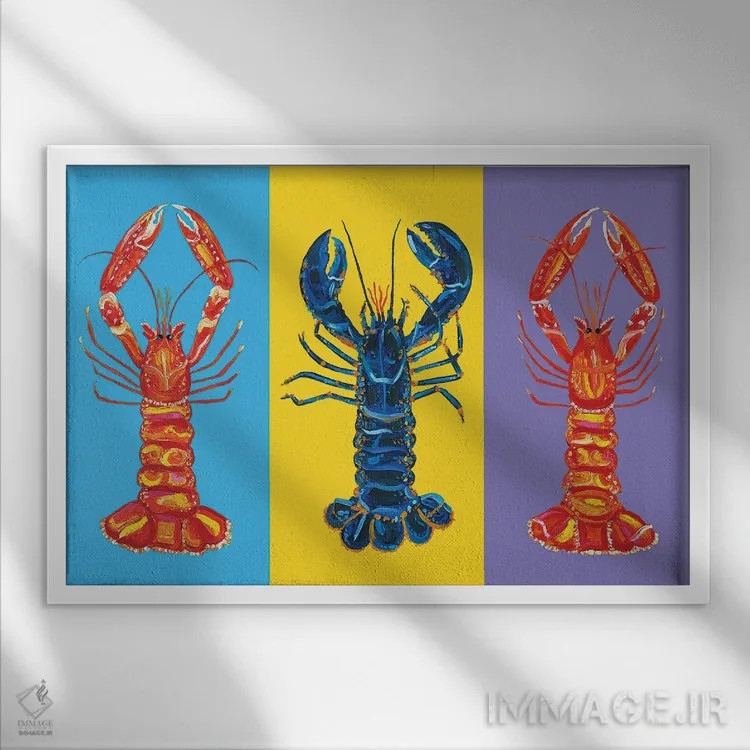 تابلو عشق خرچنگ (پاپ آرت) اثر آلیس استراکر - نمای قابدار سفید