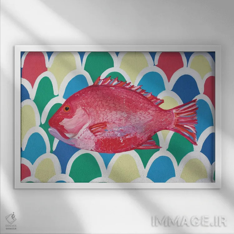 تابلو اسنپر قرمز (ماهی) اثر آلیس استراکر - نمای قابدار سفید