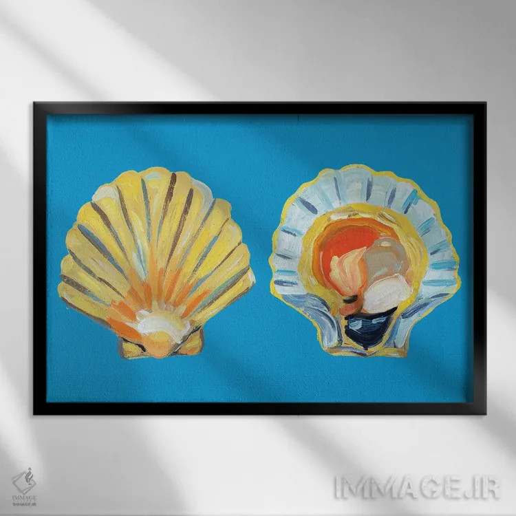 تابلو صدف اسکلپ روی آبی اثر آلیس استراکر - نمای قابدار مشکی